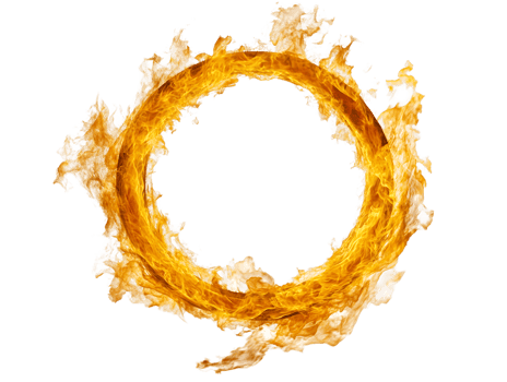 Fiery Ring of swirling flames, dynamic circular shape png