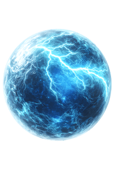 Glowing Blue Energy Sphere with Electrical Patterns png