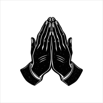 Praying Silhouette Images Black and White vector
