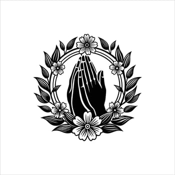 Praying Hands Rose Photos Images Black and White vector