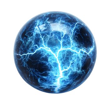 Mesmerizing Sphere of Blue Energy Pulses and Glowing Cracks png