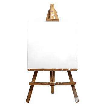 Easel with Blank Canvas - Rear View Isolated on Transparent Background png