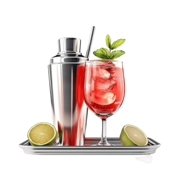 Cocktail Mixer Set with Shaker and Drink png