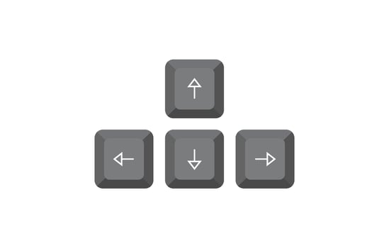 Keyboard control keys with arrow keys in minimalist flat style. Illustration of keyboard elements. vector