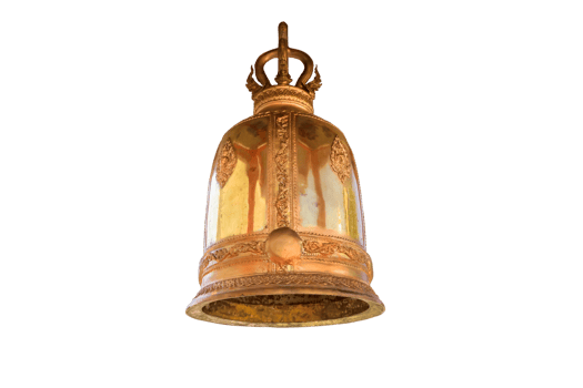 Golden bell at a temple in Thailand according to Buddhist beliefs. on transparent background png