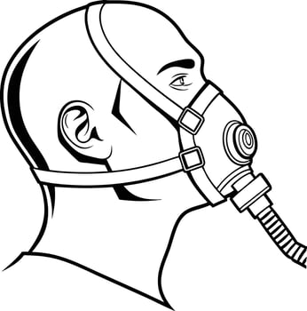 Bald head respiratory mask medical equipment. vector