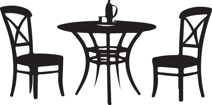 A Black and white classic table silhouette design vector