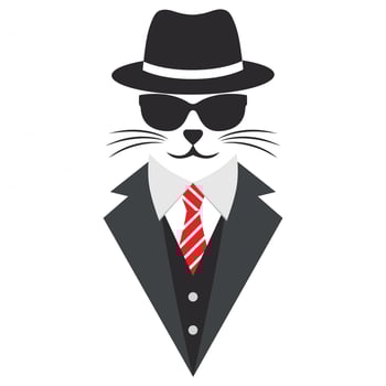 Illustration of a black cat in a hat and suit vector