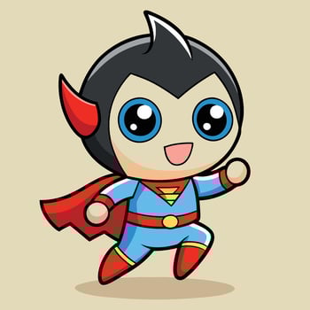 superhero kawaii cartoon character running vector