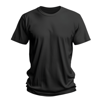 Black Crew Neck T-Shirt Back View Isolated on Transparent Background png
