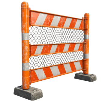 Orange and White Construction Barricade for Safety Zones png