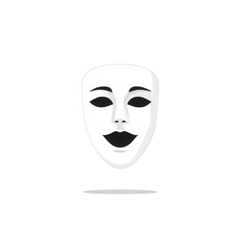 A simple white mask symbolizing mystery and art in expressive performance. png