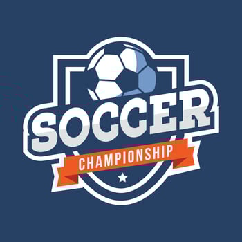 Football logo with shield background design Sport games, Sporting equipment, Soccer club or team emblem, badge, icon design with a ball vector