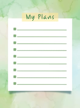 green artistic planner template with watercolor decoration for bullet journal, digital planner, and print vector