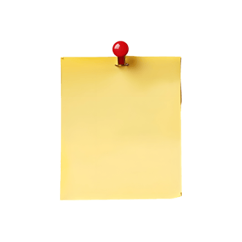 Blank Yellow Sticky Note with Red Pushpin isolated on transparent background png