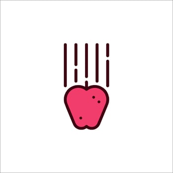A strawberry with a fork and knife icon vector