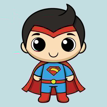 superman cartoon character with big eyes and a red cape white background vector