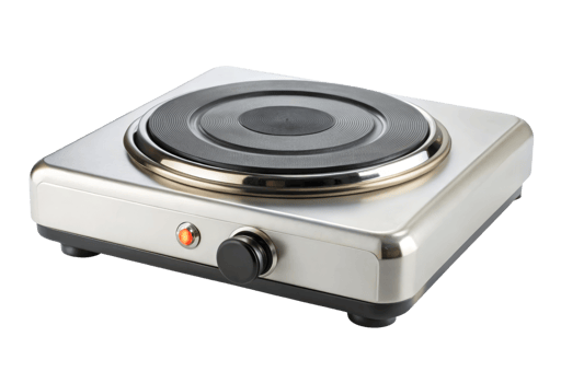 Silver electric stove burner isolated with transparent background. png
