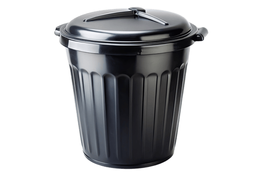 Small black metal trash can isolated with transparent background. png