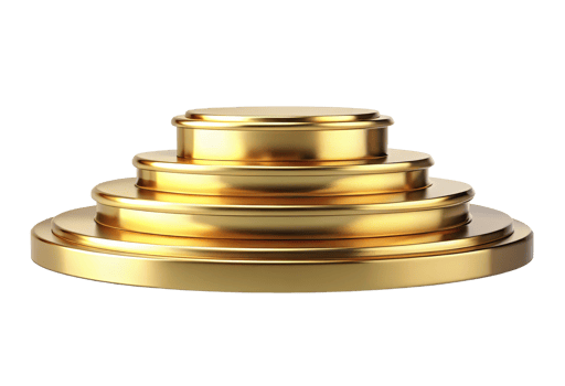 Golden podium stack isolated with transparent background. png
