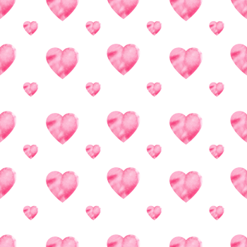 seamless pink pattern of valentine day theme with textured watercolor gradient pink hearts, hand draw illustration, sketch for party and event decoration png