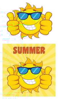 Sun Cartoon Mascot Character. Collection Set - 26 vector