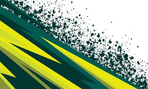 Abstract yellow green geometric stripes modern racing background with grunge brush strokes vector