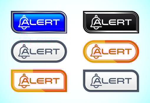 Alert button set of different shapes and colors. Suitable for mobile app, and website vector