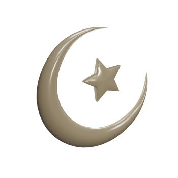 3d render of brown Islamic crescent and star png