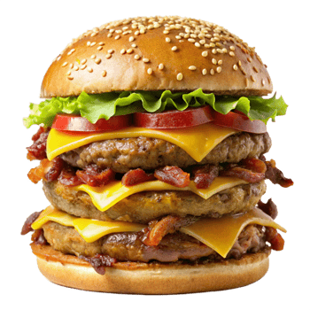 Juicy burger on transparent background for food project png