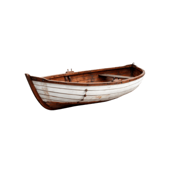 A small wooden boat is sitting on a black background png