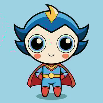 a cartoon character of a girl in a blue and red costume vector