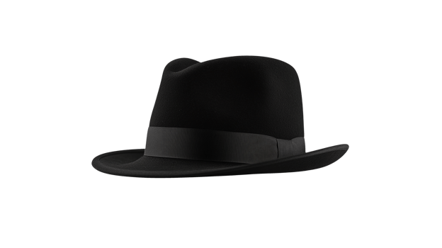 Black fedora hat with no background. Isolated png