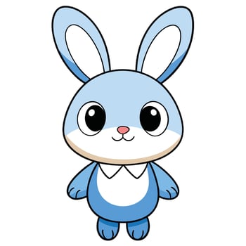 a cartoon blue bunny with big white background vector