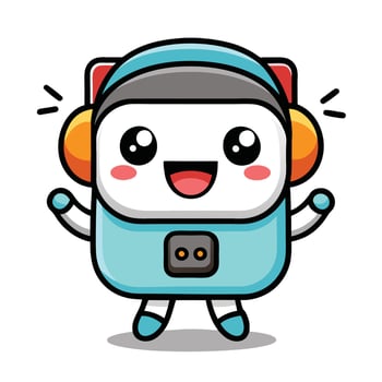cute robot with headphones and headphones vector