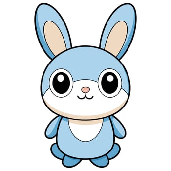 a cartoon blue bunny with big eyes vector