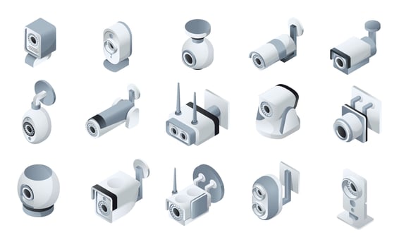 Security cameras, all featuring modern and innovative designs vector