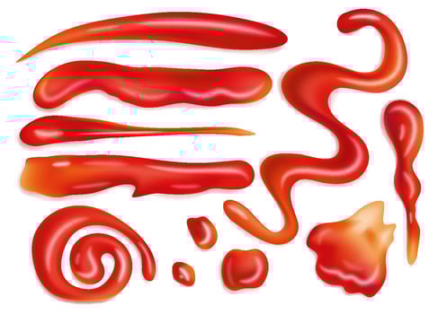 Red Sauce, Ketchup and Condiment Designs ideal for Food Styling vector