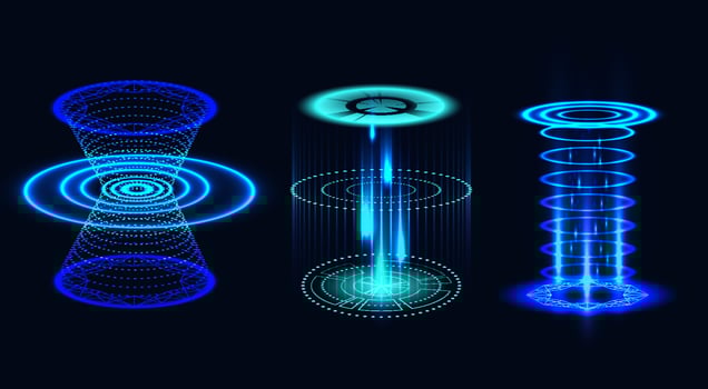 Futuristic Teleport Energy Cylinders with Stunning Glowing Effects That Captivate the Imagination vector