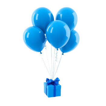 Blue Balloons and Gift Box for Festive Celebrations png