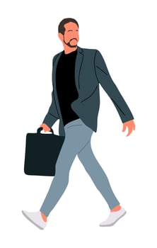Businessman walking with briefcase illustration vector