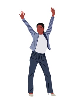 A cartoon man with arms up in the air vector