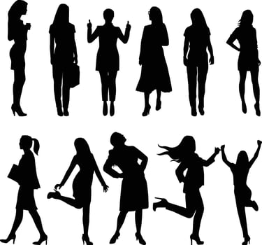 Business woman or office woman in different situation vector