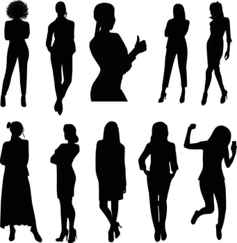 business woman silhouette on white canvas vector