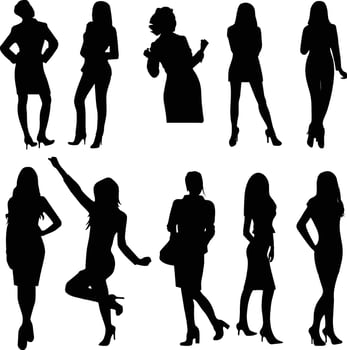 Official woman silhouette set vector