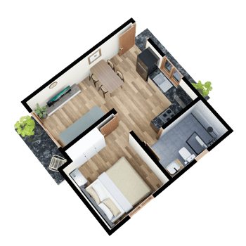 3D Floor plan of a home, 3D rendering, top view png