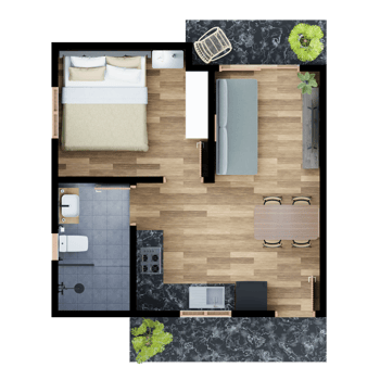 3D Floor plan of a home, top view, 3D rendering png