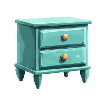Teal Two Drawer Wooden Nightstand With Turned Legs png