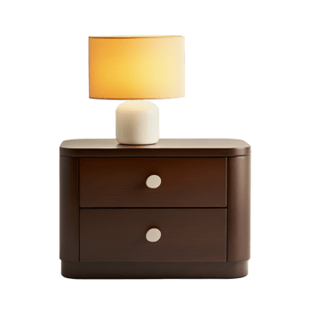 Modern Nightstand with Illuminated Table Lamp png