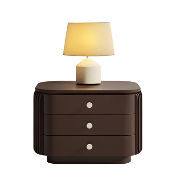 Modern Dark Wood Nightstand With Table Lamp png